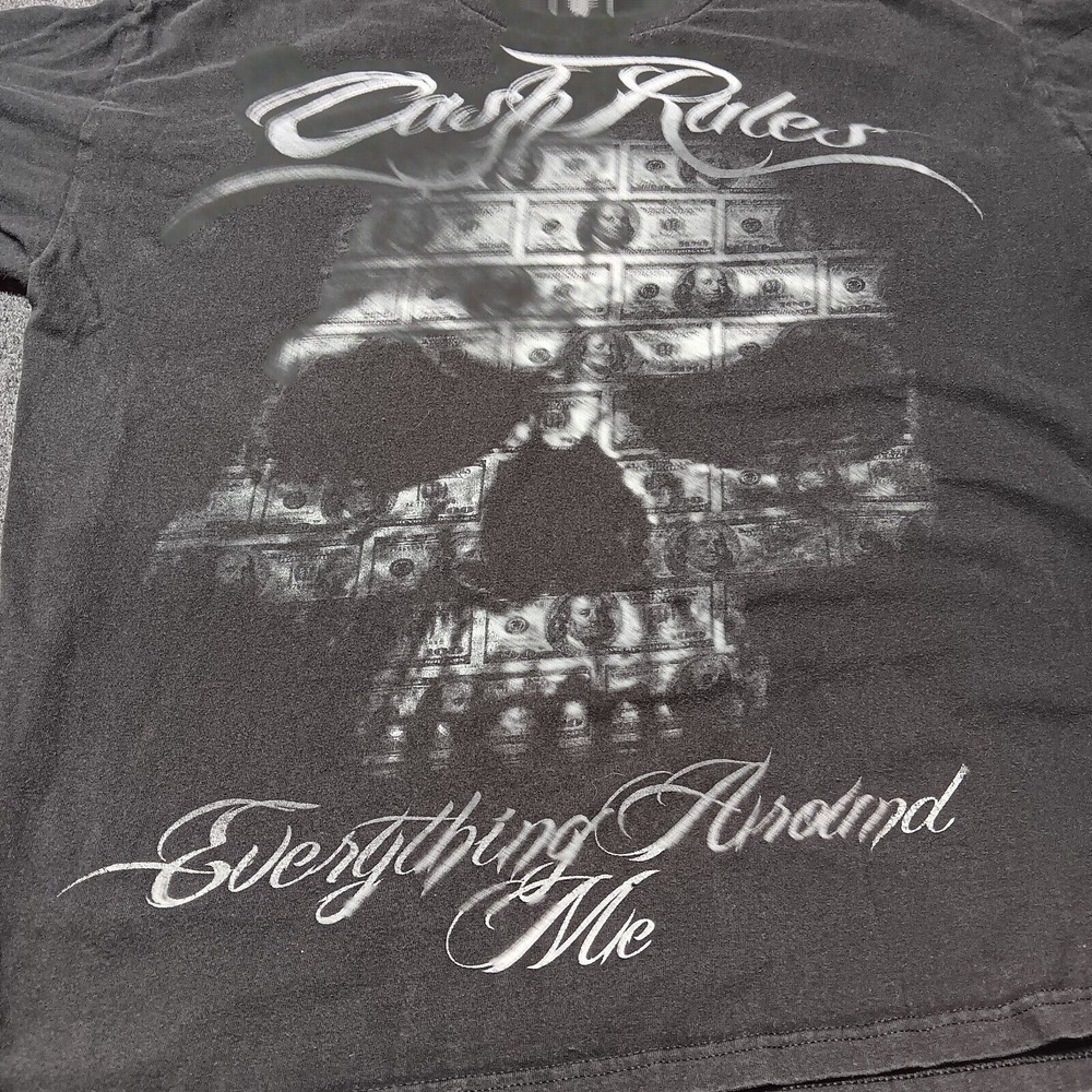 Fearless Shirt Men XL Black CREAM Cash Rules Everything Money Skull Graphic - Picture 3 of 9